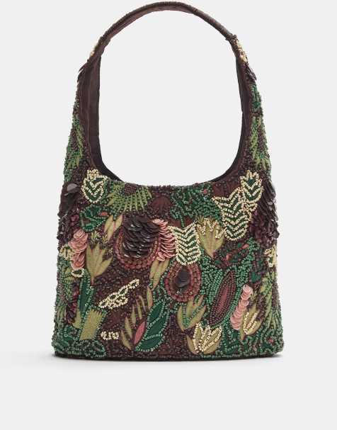 Pull&Bear - Brun skuldertaske med perler - view 1
