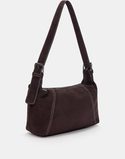 Pull&Bear - Brun skuldertaske med syningsdetaljer - view 1