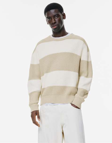 Pull&Bear – Brun, stentvättad, stickad tröja - view 1