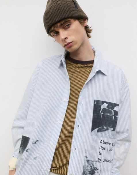 Pull&Bear – Brun, stickad mössa med logga - view 1