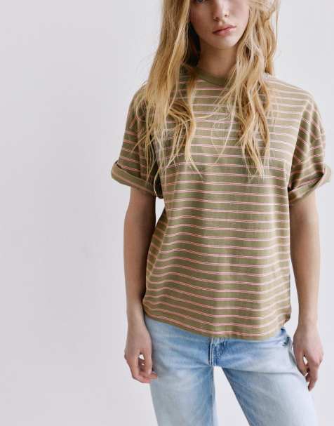 Pull&Bear – Brun t-shirt i oversized fit med korta ärmar - view 1
