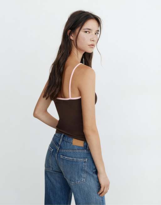 Pull&Bear – Brun topp med smala axelband, 2 av 7