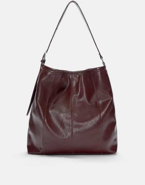 Pull&Bear - Brun tote-taske i krakeleret materiale - view 1