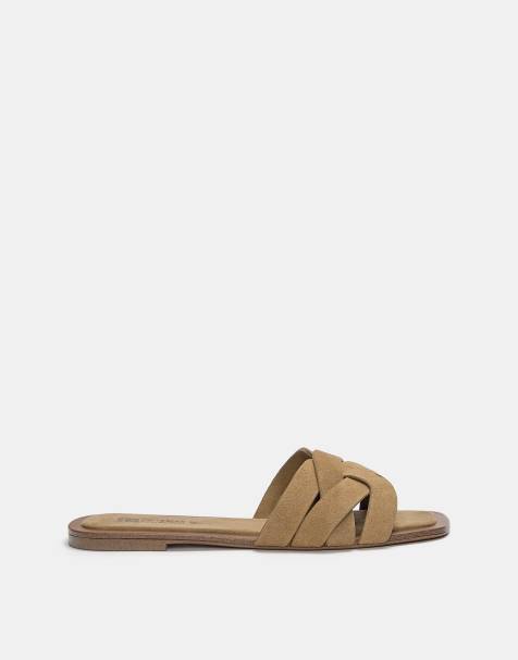 Pull&Bear – Bruna, platta lädersandaler - view 1