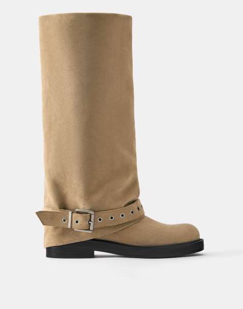 Pull&Bear – Bruna, platta leggingsboots med spänne - view 1