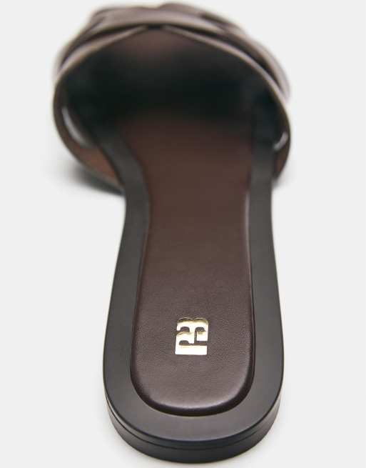 Pull&Bear – Bruna, platta sandaler med remmar, 3 av 4