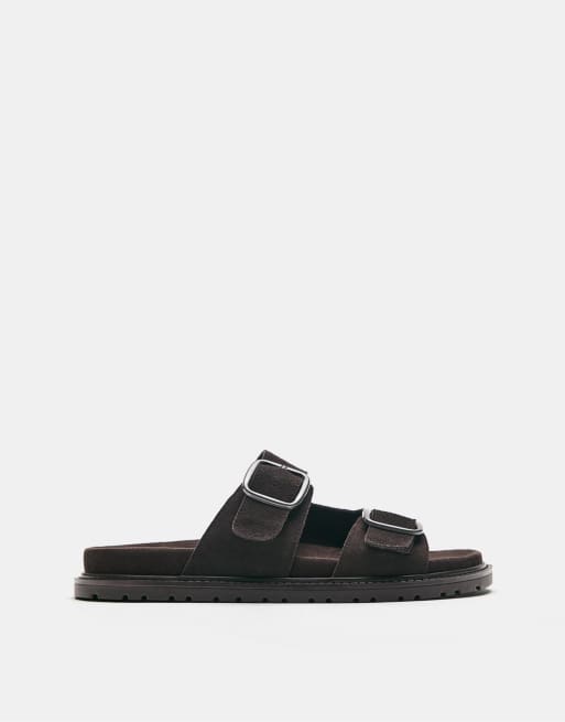 Pull&Bear – Bruna sandaler i läder med spännen, 4 av 4