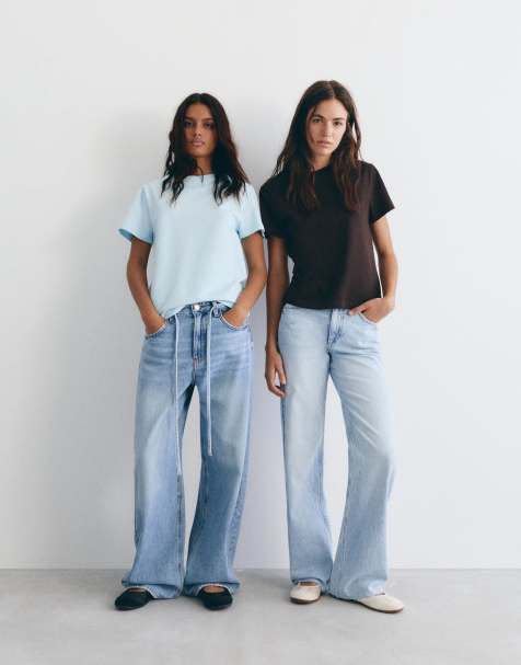Pull&Bear – Bruna t-shirts i regular fit, 2-pack - view 1