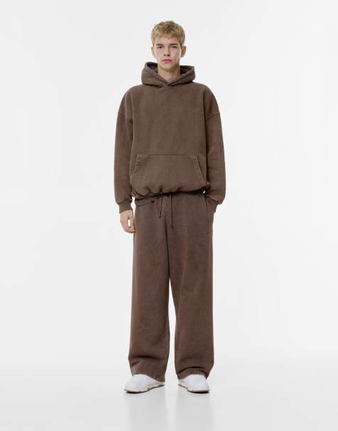 Pull&Bear – Bruna träningsoverallsbyxor i skaterstil - view 1