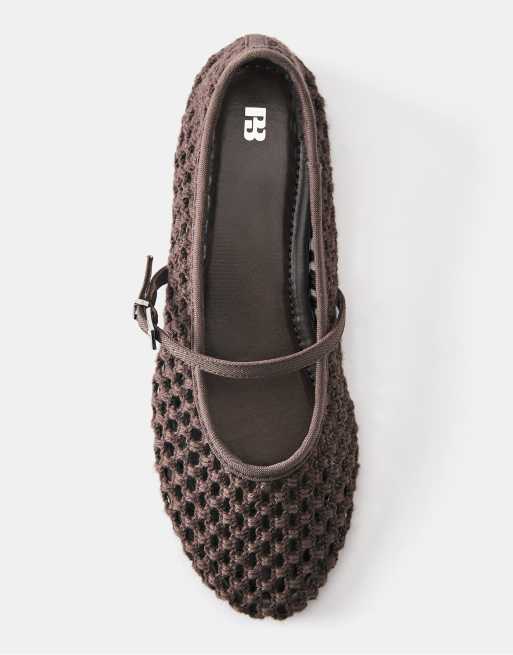 Pull&Bear - Brune ballerinaer i mesh, 3 af 4