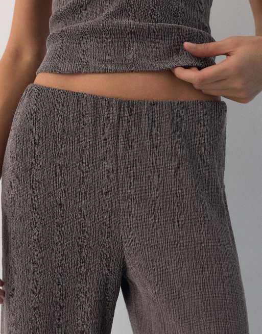 Pull&Bear - Brune bukser i crepe-stof med lige ben, 3 af 4