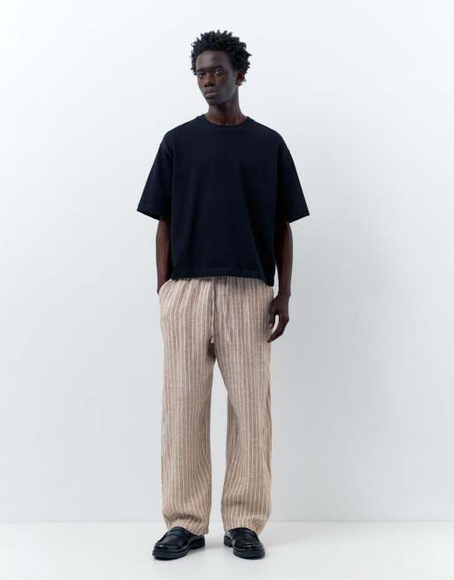 Pull&Bear - Brune joggingbukser i 100% hør, 2 af 4