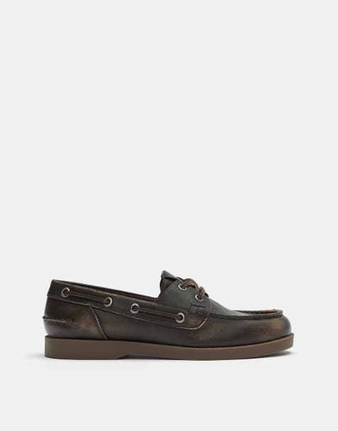 Pull&Bear - Brune snøresko med slidt finish - view 1