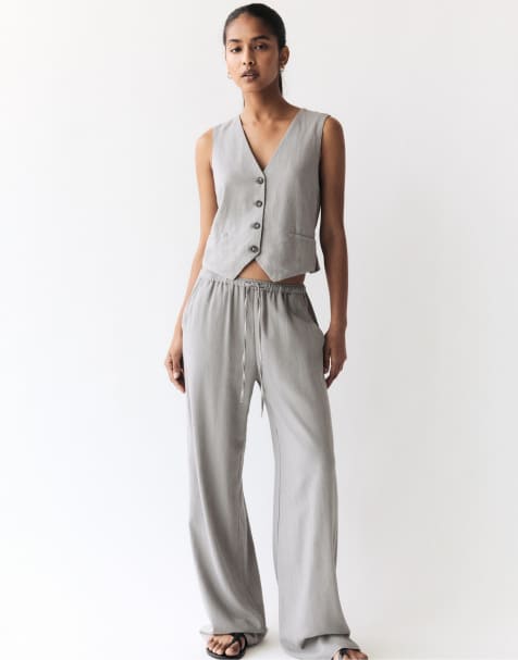 Pull&Bear – Brungrå, rustika mjukisbyxor - view 1