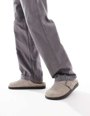 brushed clogs in gray