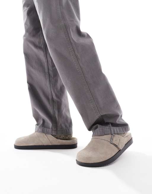 Pull&Bear brushed clogs in gray