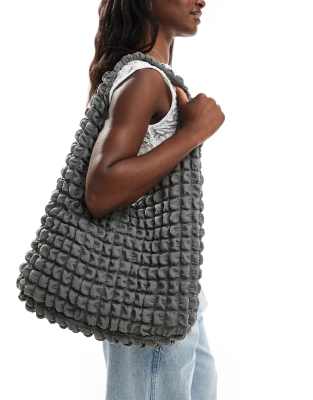 Pull & Bear Bubble Shoulder Bag In Charcoal Gray