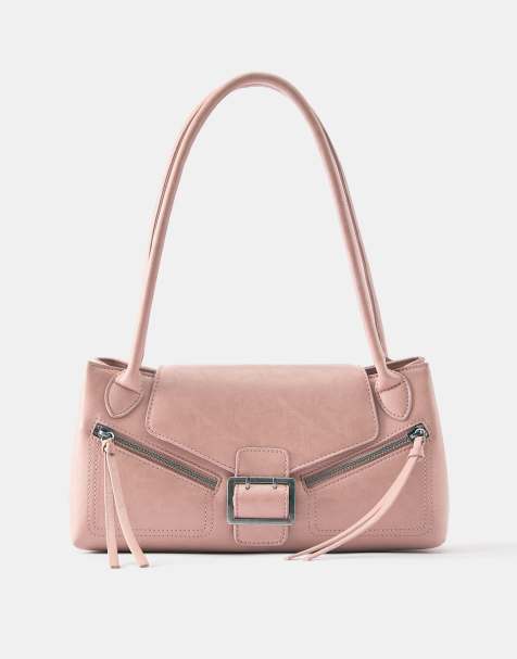 Pull&Bear Buckle and zip shoulder bag in pink - view 1