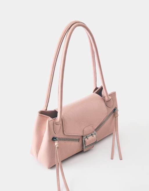 Pull&Bear Buckle and zip shoulder bag in pink, 2 of 4