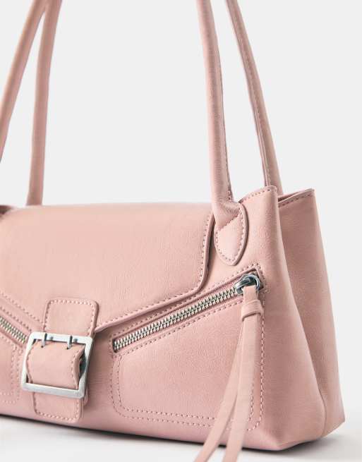 Pull&Bear Buckle and zip shoulder bag in pink, 3 of 4