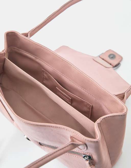 Pull&Bear Buckle and zip shoulder bag in pink, 4 of 4