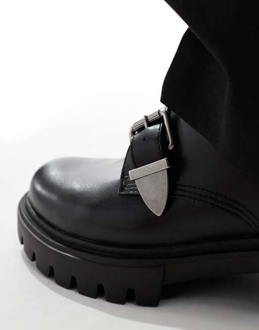 Pull Bear buckle detail brogue in black ASOS