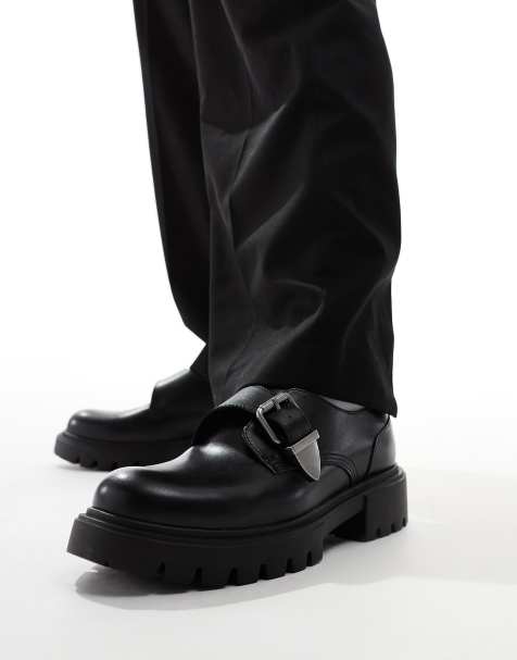 Pull&Bear buckle detail brogues in black - view 1