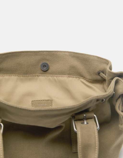 Pull&Bear Buckle detail shopper bag in brown, 3 of 4