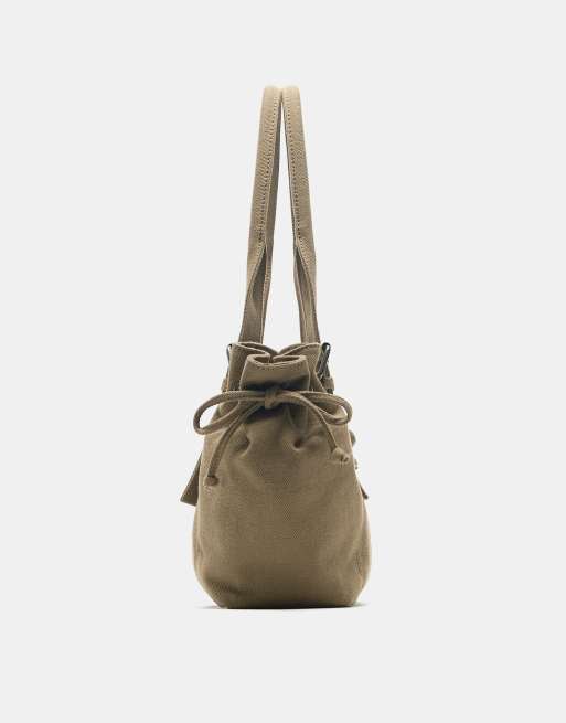 Pull&Bear Buckle detail shopper bag in brown, 4 of 4