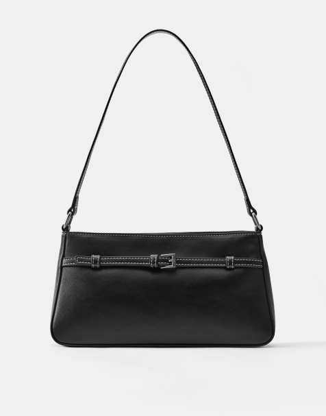 Pull&Bear Buckle shoulder bag in black - view 1