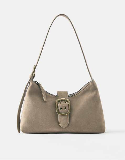 Pull&Bear Buckle shoulder bag in taupe - view 1