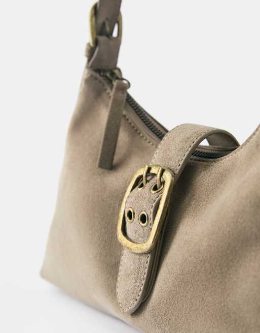 Pull&Bear Buckle shoulder bag in taupe, 3 of 4