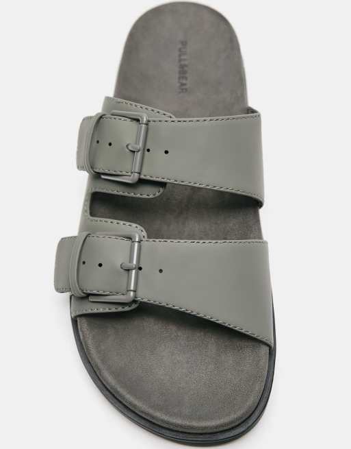 Pull&Bear Buckle strap sandals in green, 4 of 4