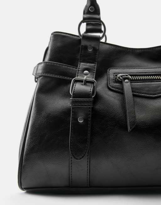 Pull&Bear Buckle tote bag in black, 3 of 4
