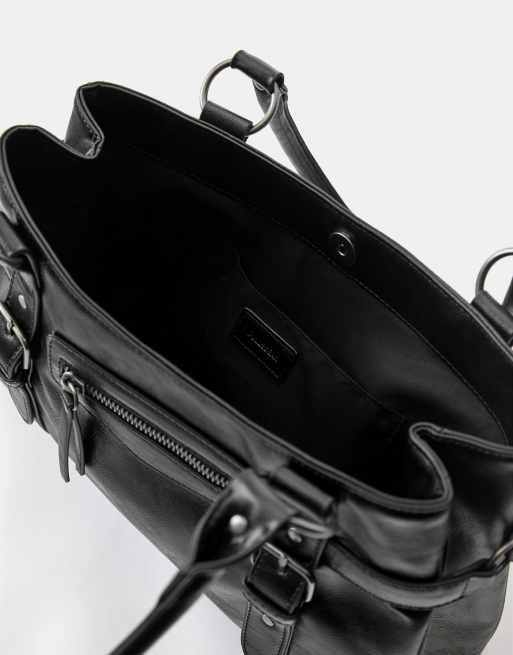 Pull&Bear Buckle tote bag in black, 4 of 4