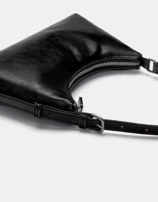 Pull&Bear buckled shoulder bag in black, 3 of 4
