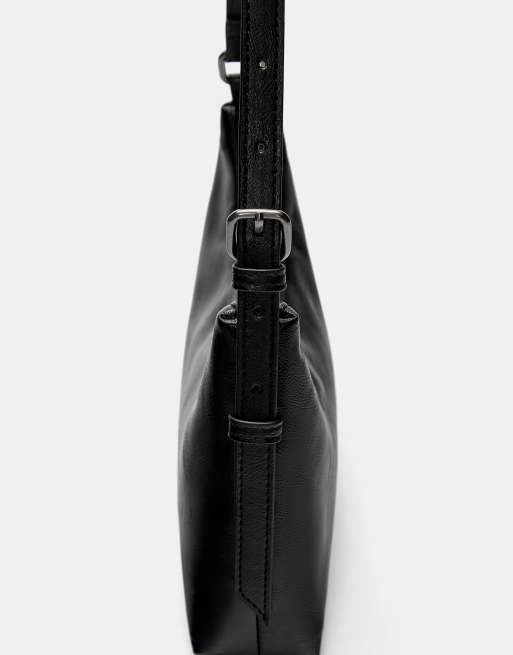 Pull&Bear buckled shoulder bag in black, 4 of 4