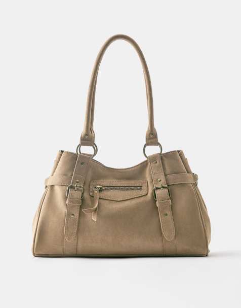 Pull&Bear Buckled tote bag in brown - view 1