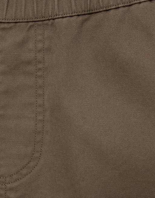 Pull&Bear bukser med elastisk talje og barrel-ben i brun, 7 af 7