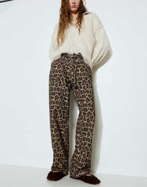Pull&Bear - Bukser med leopardprint og løbesnor - view 1