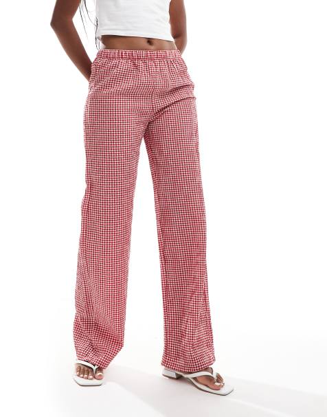 Pull&Bear - Bukser med røde gingham-tern - view 1