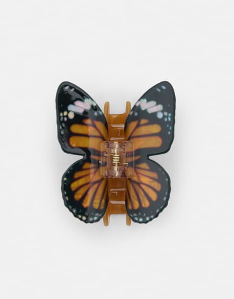 Pull&Bear Butterfly hair clip in yellow - view 1