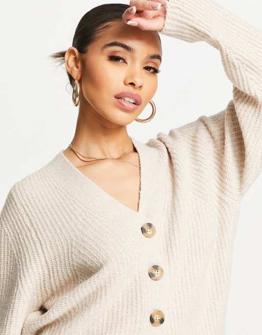 Pull Bear button front cardigan in cream