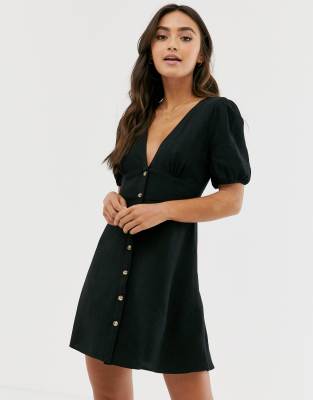 button through black dress