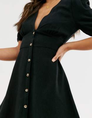 black button through dress
