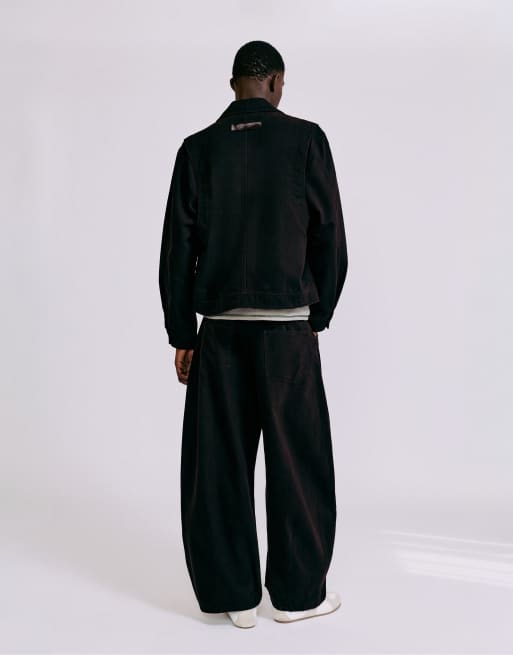 Pull&Bear byxor med dubbla ben i svart, 2 av 7