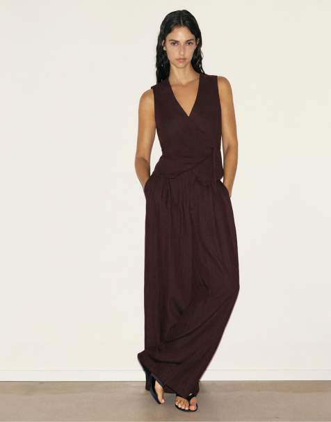 Pull&Bear byxor med elastisk midja i brunt - view 1