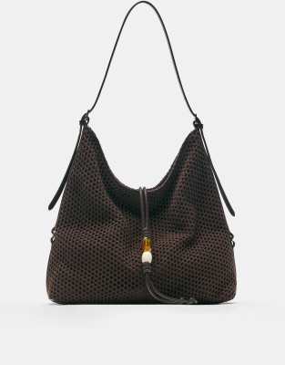 Pull & Bear - Cabas ornementé - Marron M