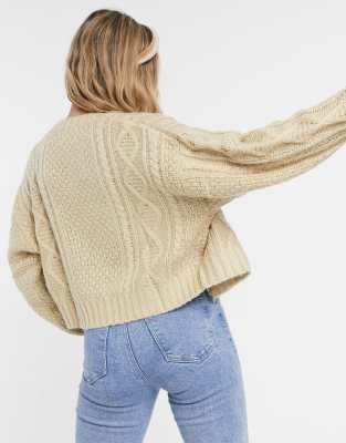 pull and bear cable knit cardigan