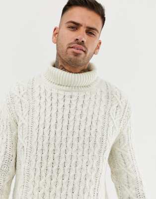 cream cable knit roll neck jumper